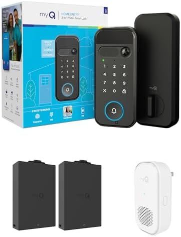 myQ Secure View™ 3-in-1 Smart Lock Deadbolt + myQ Chime + Extra Battery, Keyless Entry Lock, 2K HDR Doorbell Camera, Face, Fingerprint & PIN Access, App Control, Color Night Vision & Two-Way Audio by Chamberlain%7CmyQ
