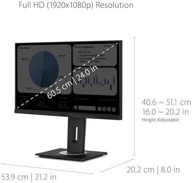 ViewSonic VG2448A 24 Inch 1080p IPS Ergonomic Computer Monitor, USB Hub - Image 4