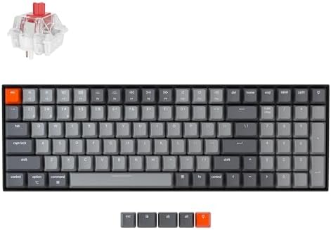 Keychron K4 96% Layout 100 Keys Wireless Bluetooth 5.1/Wired USB Mechanical Gaming Keyboard with Keychron Super Red Switch White LED Backlight N-Key Rollover for Mac Windows PC-Version 2 by Keychron