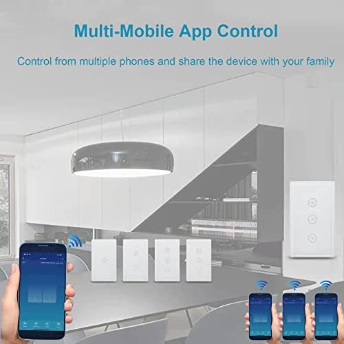 Wireless 2.4GHz Tuya WiFi Smart Light Touch Wall Switch Compatible with Alexa and Google Home for Lamp, Neutral Wire Required, No Gateway Required.Us Standard Electrical(2 Gang White) - Image 6