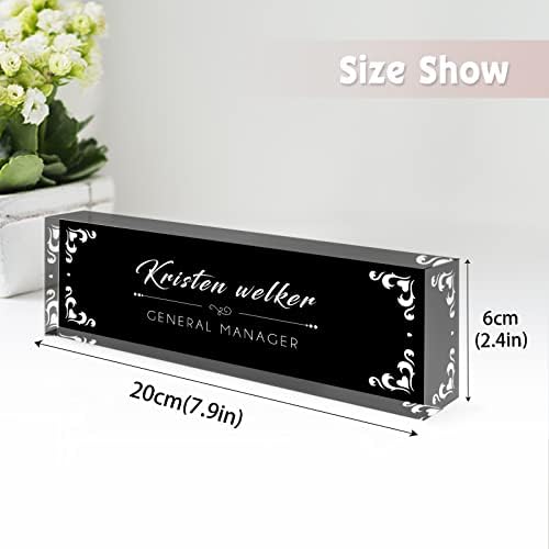 Desk Name Plate Personalized, Custom Name Plates for Desks, Office Desk Decor, Unique Clear Acrylic Glass Block, Personalized Office Gifts for Women Men Boss Teachers Coworkers Appreciation Gifts - Image 3