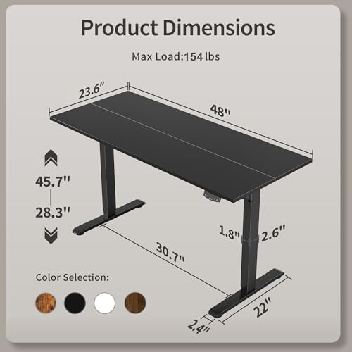 Agilestic 48 * 24 Inch Height Adjustable Electric Standing Desk, Black - Image 3