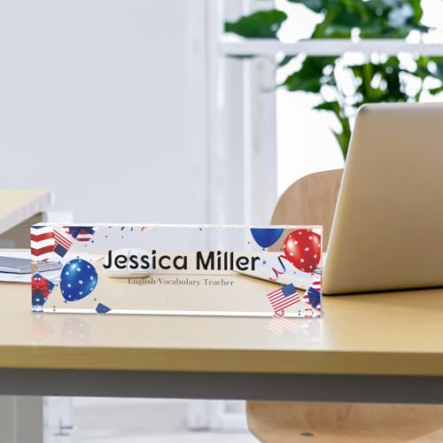 Personalized Acrylic Office Desk Name Plate with Name and Title Printing - Image 3