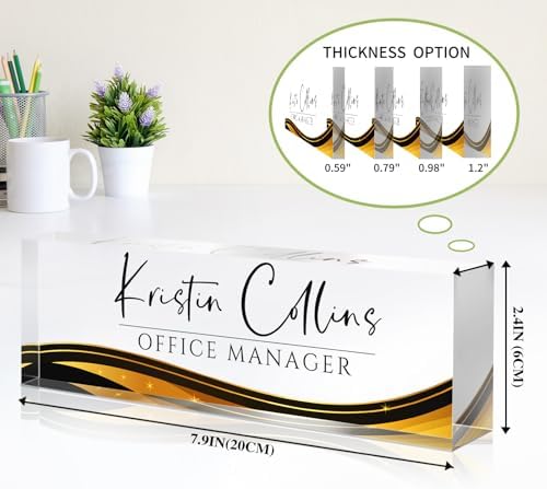 Custom Name Plate for Desk, Personalized Desk Name Plate on Clear Acrylic Glass, Appreciation Gifts for Teacher Employee Boss Coworkers Nurse, Office Desk Accessories for Women Men (Sable) - Image 6