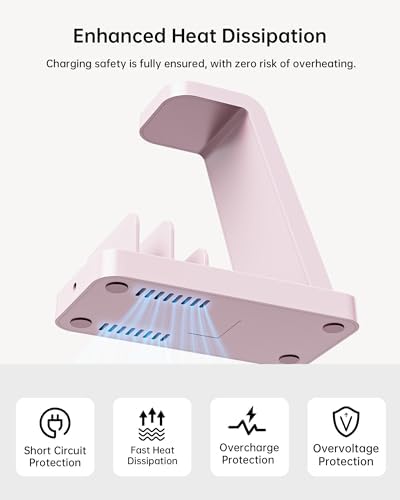 Wireless Charger for Samsung: 5 in 1 Samsung Wireless Charging Station for Galaxy S26Ultra/S25/S24, Charger Dock Stand for Galaxy Watch8/7/6/5, Android Charging Station for All USB-C Buds, Pink - Image 4