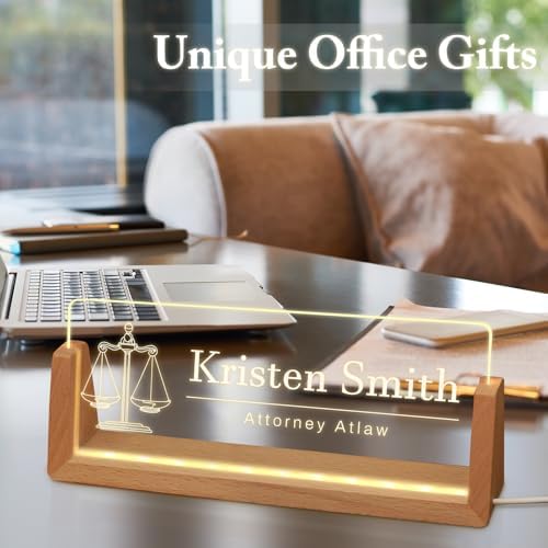 Custom Name Plate for Desk, Personalized Light Up Acrylic Desk Name Plate, Personalized Office Gifts for Lawyer Coworkers, Employee Appreciation GIfts, Office Decor for Women Men (Design12-Lawyer) - Image 6