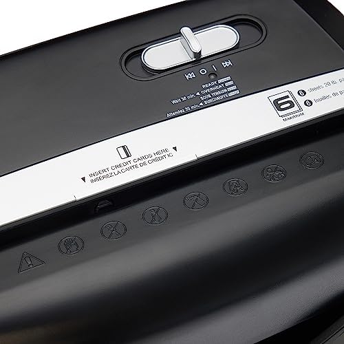 Amazon Basics 6-Sheet Cross-Cut Paper and Credit Card Shredder with 3.8 Gallon Bin, Shreds Staples, Black - Image 2