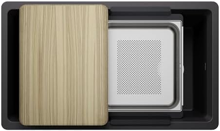 BLANCO Inteos SILGRANIT 33" Single Bowl Workstation Kitchen Sink Coal Black - Image 2