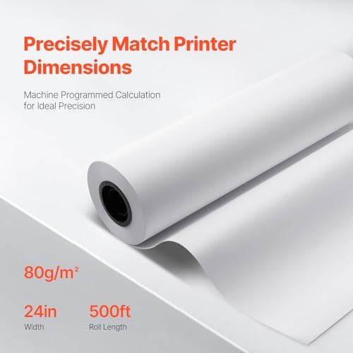 VEVOR Wide Format Paper, 24 in x 500 ft Plotter Paper, 2 Rolls CAD Bond Rolls with 3 in Core, 20 LB Bond Paper Rolls, Idea for CAD Drawings, Engineering Plans, GIS Maps & Architectural Designs - Image 3