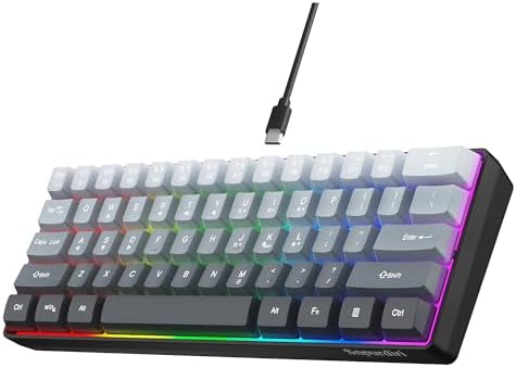 Snpurdiri 60% Wired Gaming Keyboard, 61 Keys RGB (Grey-Black) by Snpurdiri