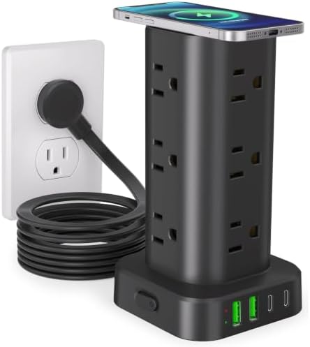 Power Strip Tower with Wireless Charger,Surge Protector with 12 Outlets by Unknown
