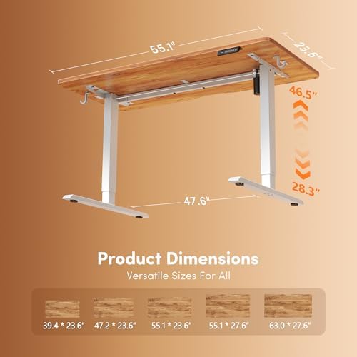 FEZIBO Standing Desk 55 × 24 Inch Electric Height Adjustable, Light Rustic - Image 3