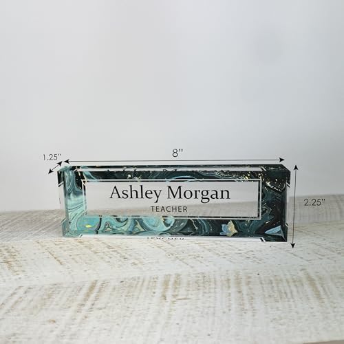 ARTBLOX Personalized Acrylic Desk Name Plate, Green Marble Design - Image 3