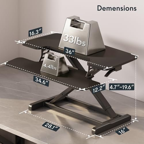 FLEXISPOT Standing Desk Converter, 36", Black - Image 3