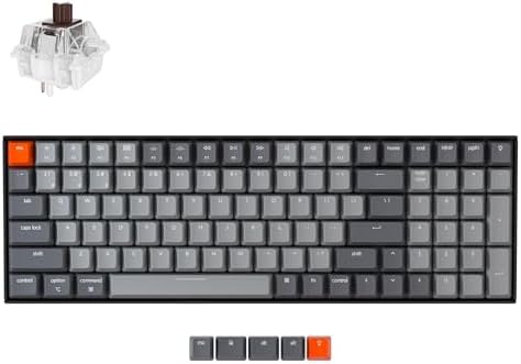 Keychron K4 96% Layout 100 Keys Wireless Bluetooth 5.1/Wired USB Mechanical Gaming Keyboard with Keychron Apex Brown Switch White LED Backlight N-Key Rollover for Mac Windows PC-Version 2 by Keychron