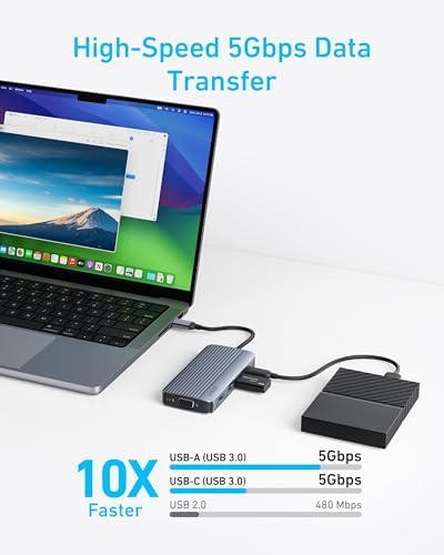 Anker USB-C Hub, 8-in-1 Multiport Ethernet Adapter with 4K@60Hz HDMI Port - Image 4