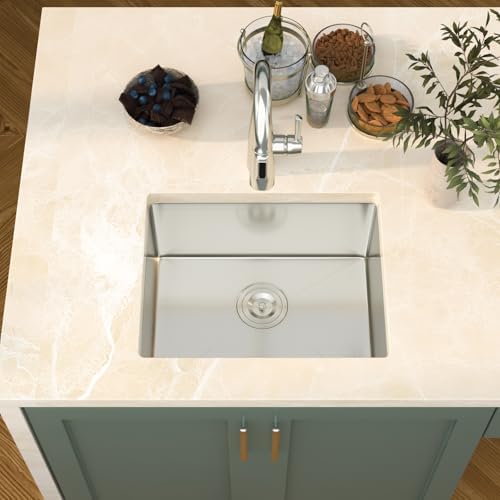 Mocoloo 20 Inch Undermount Bar Sink - 20" x 16" Small Kitchen Sink T304 Stainless Steel Handmade Single Bowl Round Corner Under Counter Wet Bar Sink for Kitchen Prep & RV - Image 4