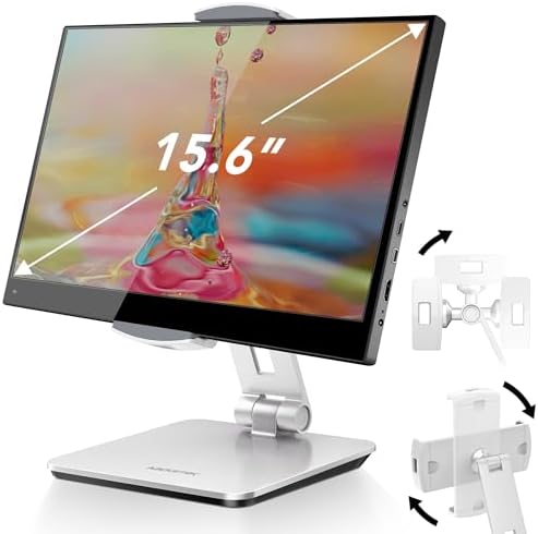 AboveTEK Business Kiosk Aluminum Tablet iPad Stand, 360° Swivel Tablet & Phone Holders for Any 4"-15.6" Display Tablets/Cell Phones/Portable Monitor, Sturdy for Store POS Office (Silver) by AboveTEK