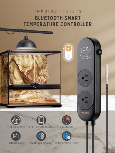INKBIRD Bluetooth Digital Temperature Controller 1200W Heating Cooling 2-Stage Outlet Thermostat Controller Plug for Reptiles Aquarium Homebrew Breeding Fermenter - Image 2
