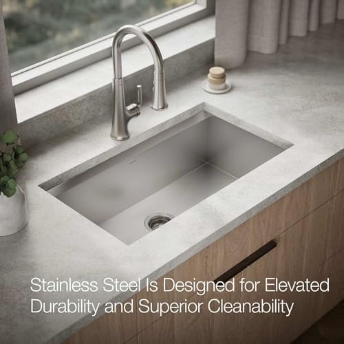 KOHLER 80084-1PC-NA Task™ 33" Top-/Undermount Single-Bowl Workstation Sink, Includes Kitchen Sink Accessories, Stainless Steel, 1 Faucet Hole - Image 5