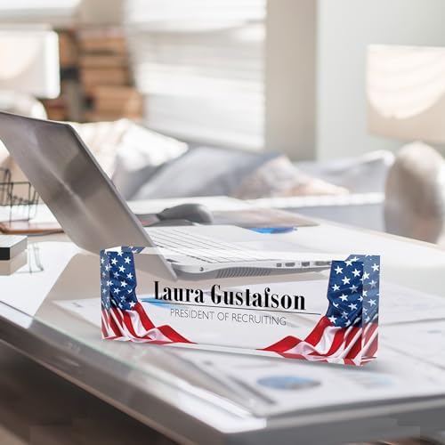 Desk Name Plate Personalized Name Plate for Desk, Office Desk Decor, 3D Style Personalized Plaque Name Plates for Desks Custom Appreciation Gifts for Boss Lady Employee Coworkers (USA Flag) - Image 2