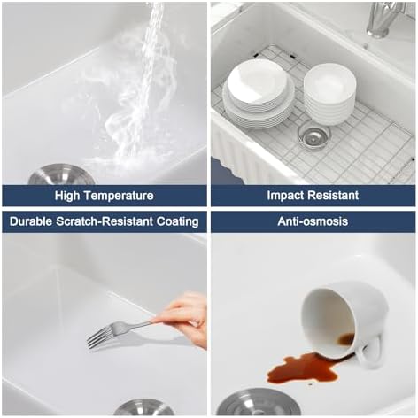 Lordear 30 Inch White Farmhouse Sink Fireclay Undermount Apron Front - Image 5