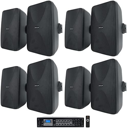 Rockville RCS350-6 6-Zone 70V Commercial Amp with 8 WET-6525B Speakers by Rockville