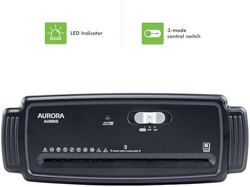 Aurora AU660S 6-Sheet Strip Cut Paper/Credit Card Shredder Without Wastebasket, Portable with Extendable Arm, Black - Image 4