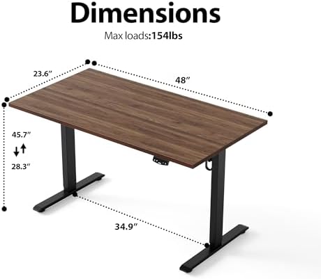 Agilestic Electric Height Adjustable Standing Desk, 48 Inch, Dark Walnut - Image 3