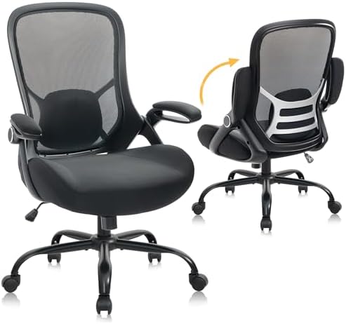 HYLONE 400lb Office Chair Big and Tall,Desk Chair with Lumbar Support,Black by HYLONE