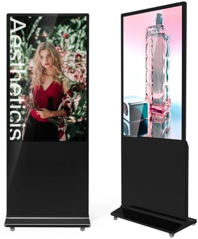 MWE 54 Inch Indoor Floor Standing Digital Signage Advertising Display Kiosk LCD Screen Commercial Totem Android System Vertical Poster with Auto Media Player by QIXZOCV