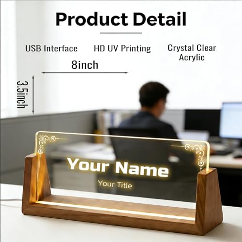 Custom Desk Name Plate,Light Up Acrylic Office Sign, Personalized Gift for Boss Coworker Teacher, Employee Appreciation Award, Home Office Decor - Image 5