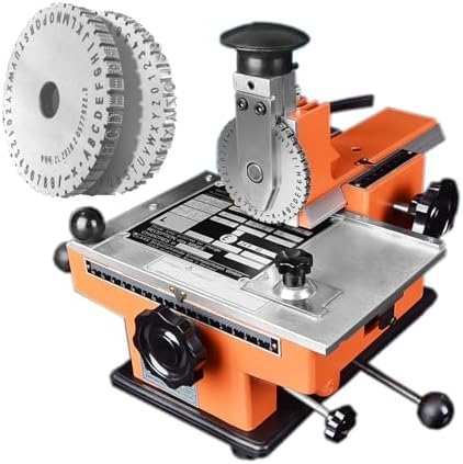 Manual Semi-Automatic Compact Desktop Marking Machine Metal Nameplate Engraving Printer for Copper Aluminum Stainless Steel Wooden Plastic PVC Card(5mm,Semi-Automatic) by Unknown