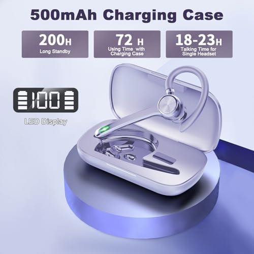 HEIBAS Bluetooth Headset, Wireless Earpiece with Mic for Work - Image 2