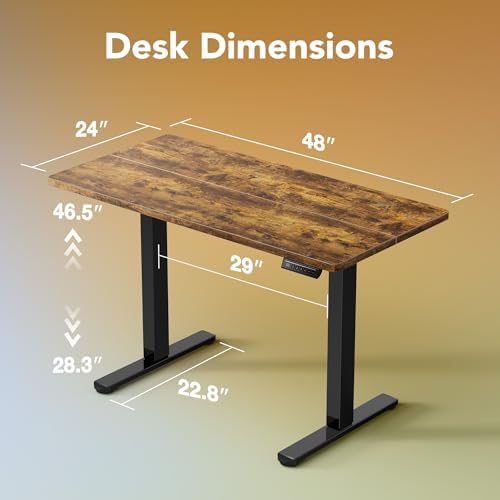 HUANUO 48x24 Inch Electric Standing Desk, Height Adjustable, Rustic Brown - Image 3