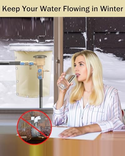 Backflow Preventer Pipe Insulation Cover (5F), 24"X13" Thicker Pressure Vacuum Breaker, Water Well Pump Sprinkler Valve Protection for Winter Freeze, Khaki - Image 5