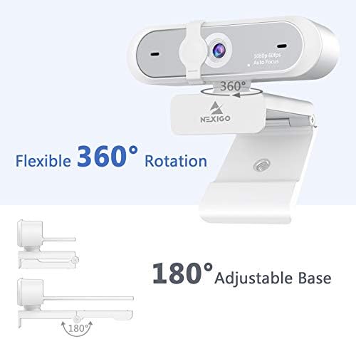NexiGo N660P (Gen 2) 1080P 60FPS Webcam with Software Control, Dual Microphone & Cover, Autofocus, HD USB Computer Web Camera, for OBS/Zoom/Skype/FaceTime/Teams/Twitch, White - Image 6