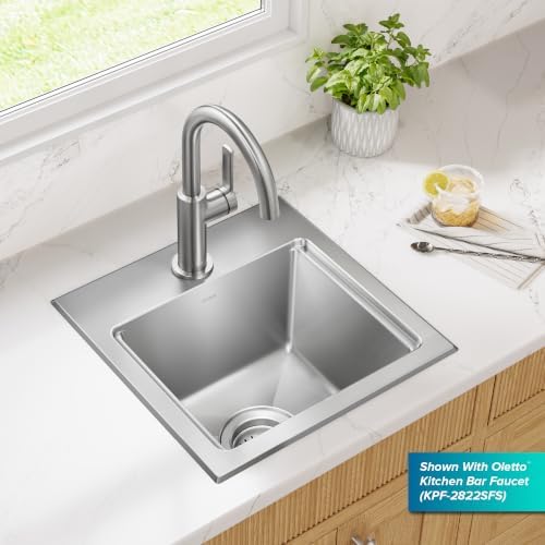 KRAUS Fairlane 15 in Drop In/Top Mount Workstation Single Bowl 18-Gauge Stainless Steel Bar Kitchen Sink with Accessories, KWT631-15 - Image 4