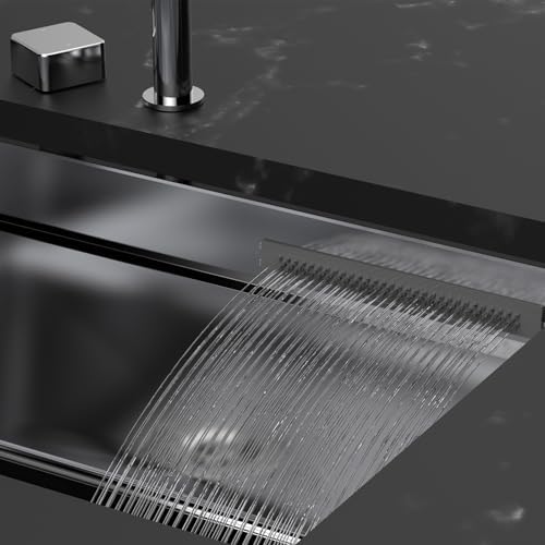 32x19x10 Waterfall Undermount Kitchen Sink Workstation with Faucet Combo - Image 5