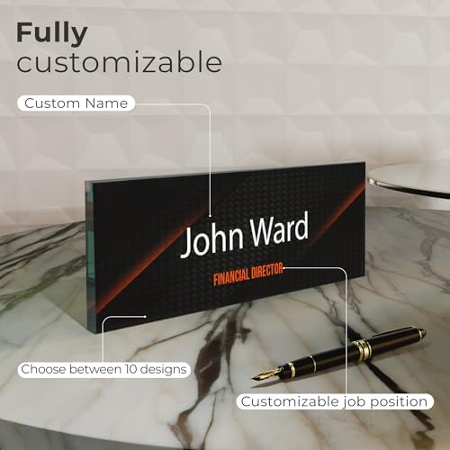 EGD Thick Clear Acrylic Desk Name Plate Personalized I Office Desk Accessories I Custom Name Plate with Multiple Design Options (10 x 3.5 Inch) (5. 1/2" Thick Clear Acrylic Color) - Image 2