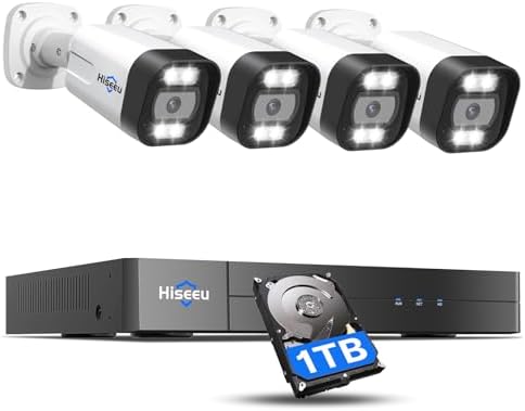 Hiseeu 4K PoE Security Camera System, 4Pcs 5MP IP Security Cameras Outdoor by Hiseeu