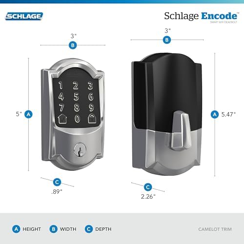 Schlage Encode Smart WiFi Deadbolt Lock with Camelot Trim, Bright Chrome - Image 3