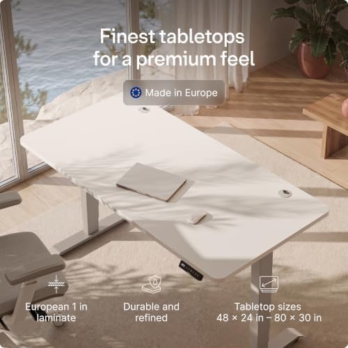 Desktronic HomePro Standing Desk 80x30 — Made in Europe, Ergonomic Sit Stand Home Office Desk, Electric Height Adjustable, Dual Motor, USB & USB-C Charging, Wobble-Free, Touchscreen, 3 Memory Presets - Image 6