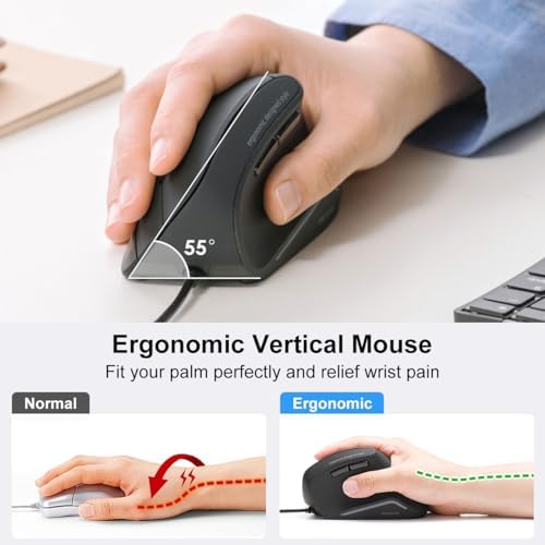 SANWA Wired Ergonomic Vertical Mouse, Silent Click & Remap with Software - Image 2