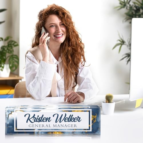 Custom Office Name Plate for Desk - Desk Name Plate Personalized Gifts for Coworkers, Boss, Employees, Teacher, Nurse - Office Desk Decor for Women Men - Employee Appreciation Gifts (Blue Gold Marble) - Image 4