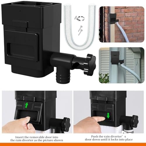 Anivia Rain Barrel Diverter Kit, Fits 2x3 or 3x4 in, Valve & Filter, Black - Image 6
