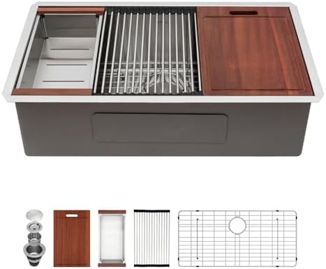 Sarlai 36 Undermount Kitchen Sink Workstation 36x19 Inch Undermount Sinks by Sarlai