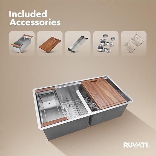 Ruvati 30-in 16-Gauge 50/50 Undermount Workstation Kitchen Sink - RVH8345 - Image 3