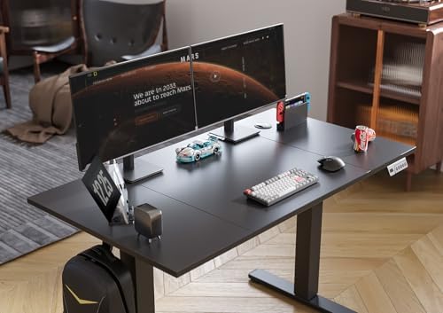 Seang Electric Standing Desk Adjustable Height, 48 x 24 Inch Sit Stand Desk with T-Shaped Frame, 3 Memory Presets & Cable Management for Home Office Computer Workstation, Black Frame/Black Top - Image 7