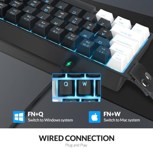 Rii 60% Wired Mechanical Keyboard, Linear Red Switch for Office, Gaming - Image 3